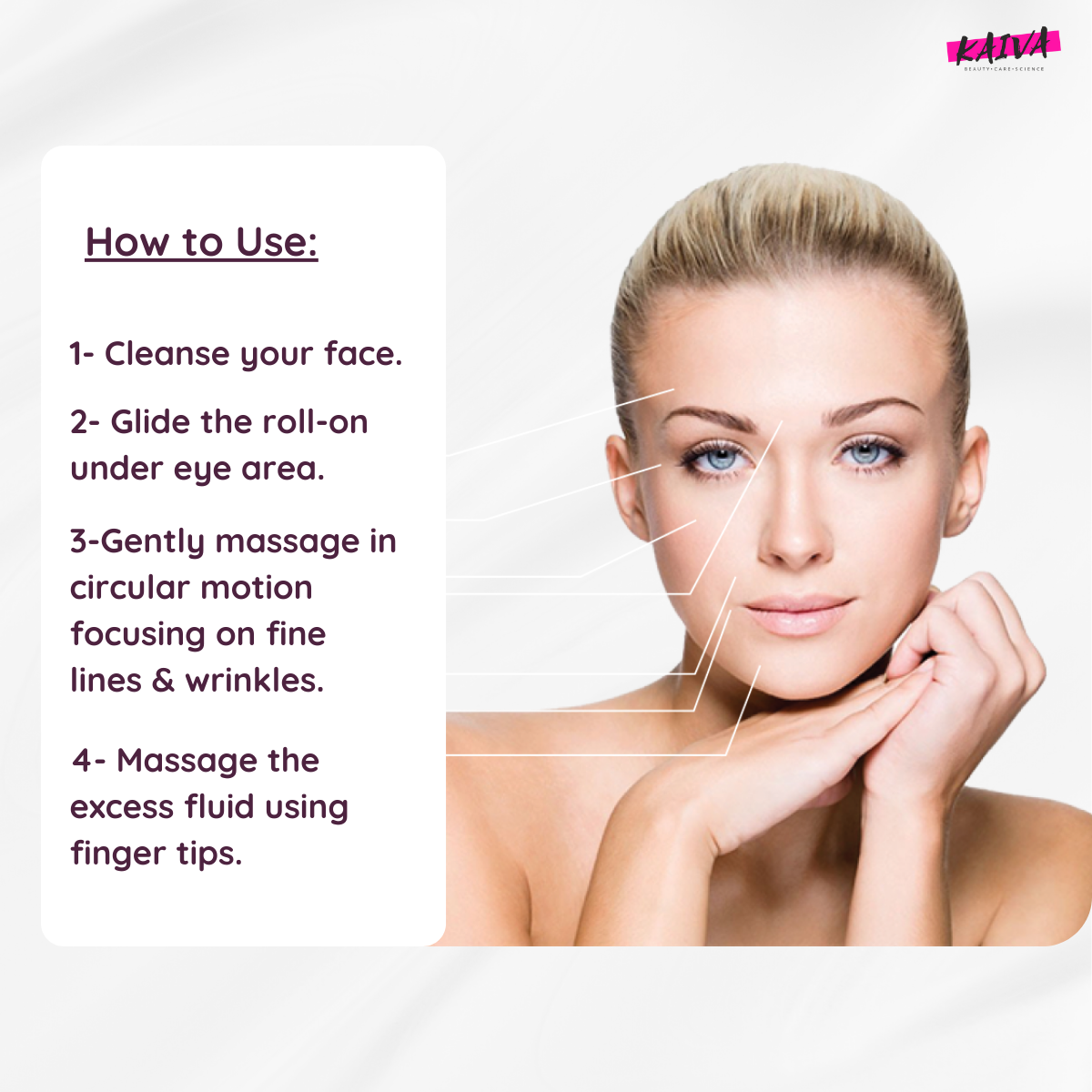 KAIVA Under Eye Serum for Dark Circles, Puffiness, Wrinkles & Radiant Skin - 8ML