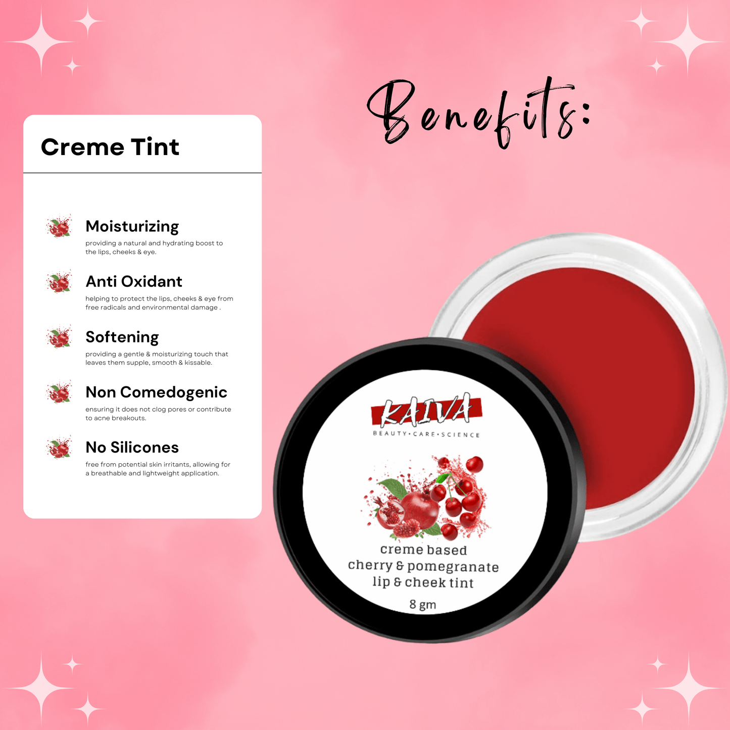 KAIVA Cherry Red Lips & Cheeks tint