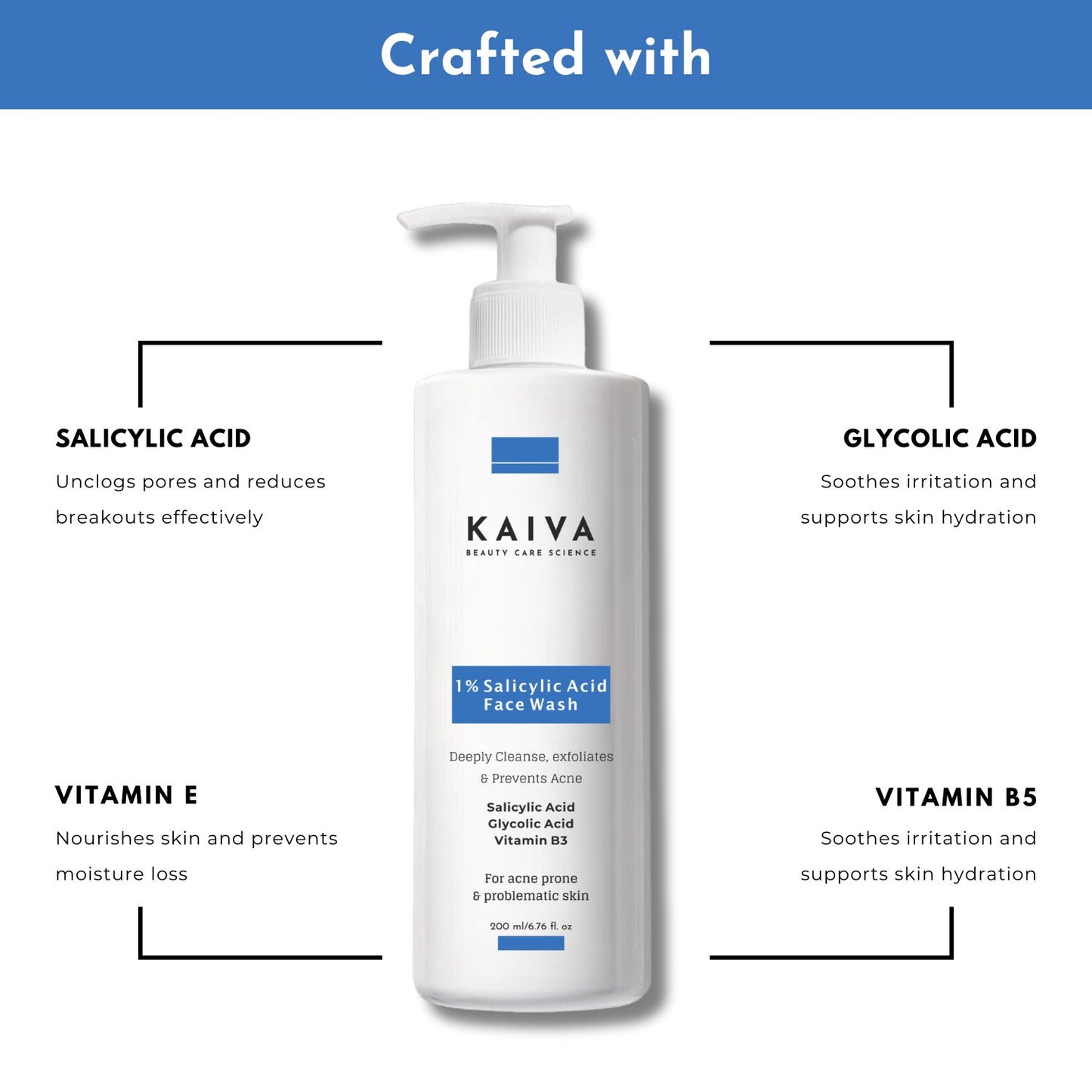 Salicylic Acid Face Wash with Glycolic Acid, Niacinamide - 200ml