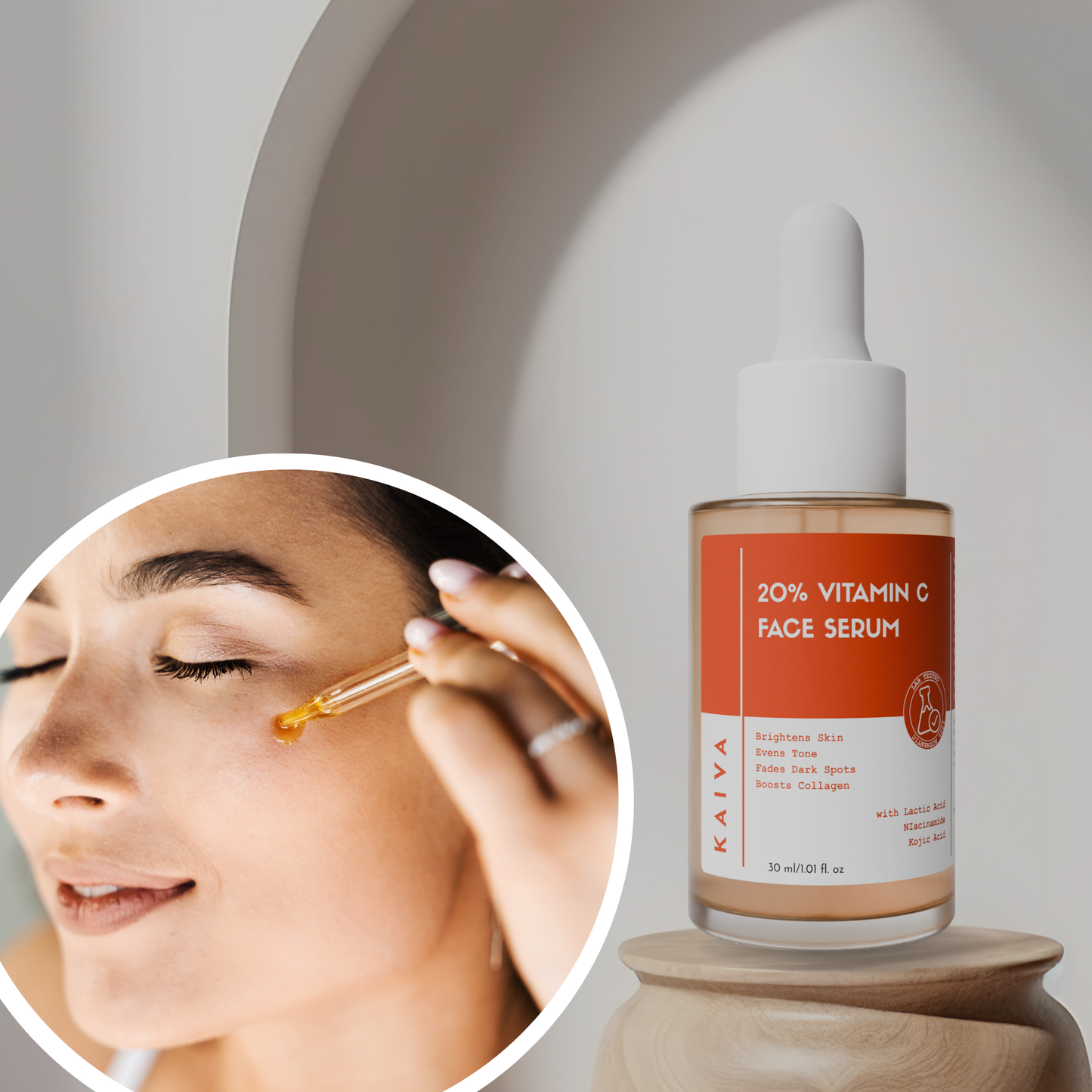 20% Vitamin C Face Serum | Skin Brightening with Niacinamide, Lactic acid & Kojic acid | 30 ml