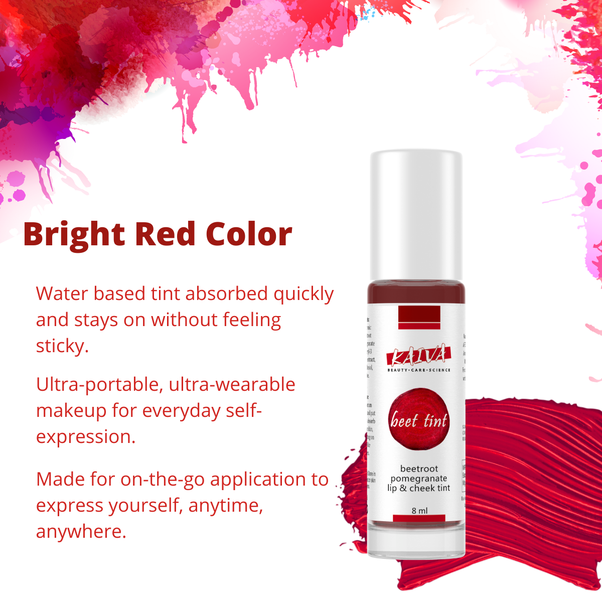 KAIVA Beetroot Roll-on Tint, Water Based Cheeks Tint