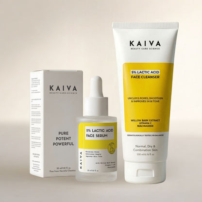 KAIVA 5% Lactic Acid Face Cleanser & 5% Lactic Acid Face Serum Combo