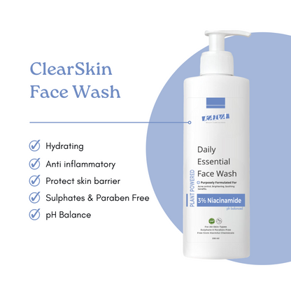 ClearSkin Booster – 3% Niacinamide Face Wash – For Women & Men | Sulphates & Paraben Free – 200 ml