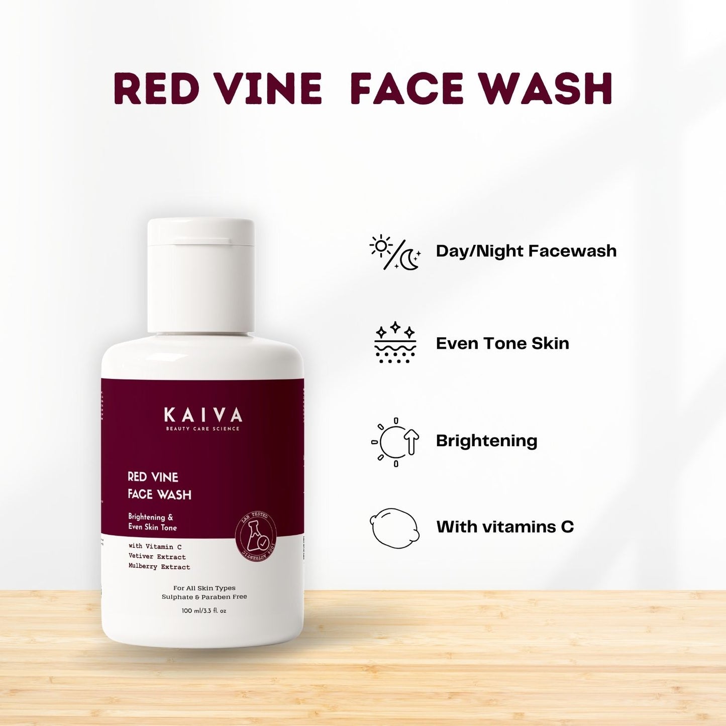 Red Vine Face Wash with Vitamin C & Mulberry Extract - 100 ml