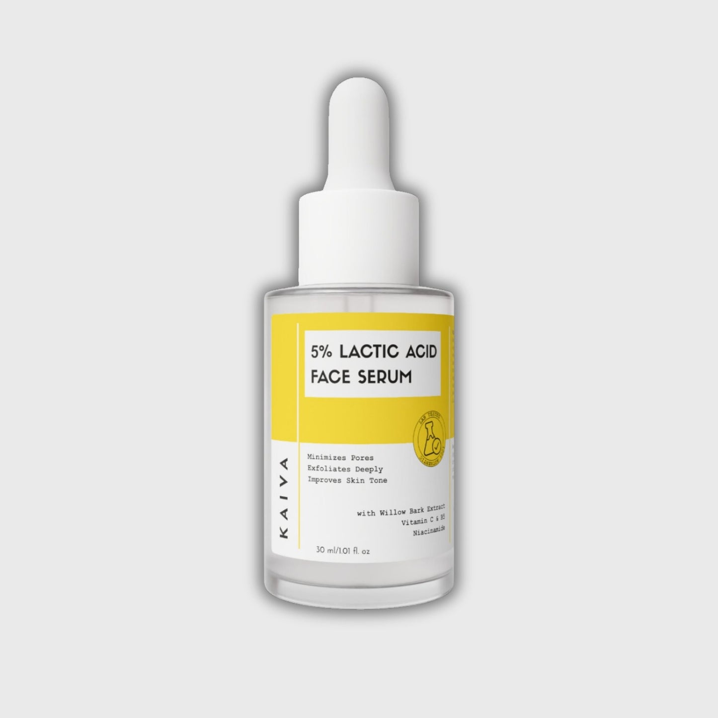 5% Lactic Acid Face Serum | AHA Exfoliant with Hyaluronic Acid | 30 ml