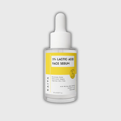 5% Lactic Acid Face Serum | AHA Exfoliant with Hyaluronic Acid | 30 ml