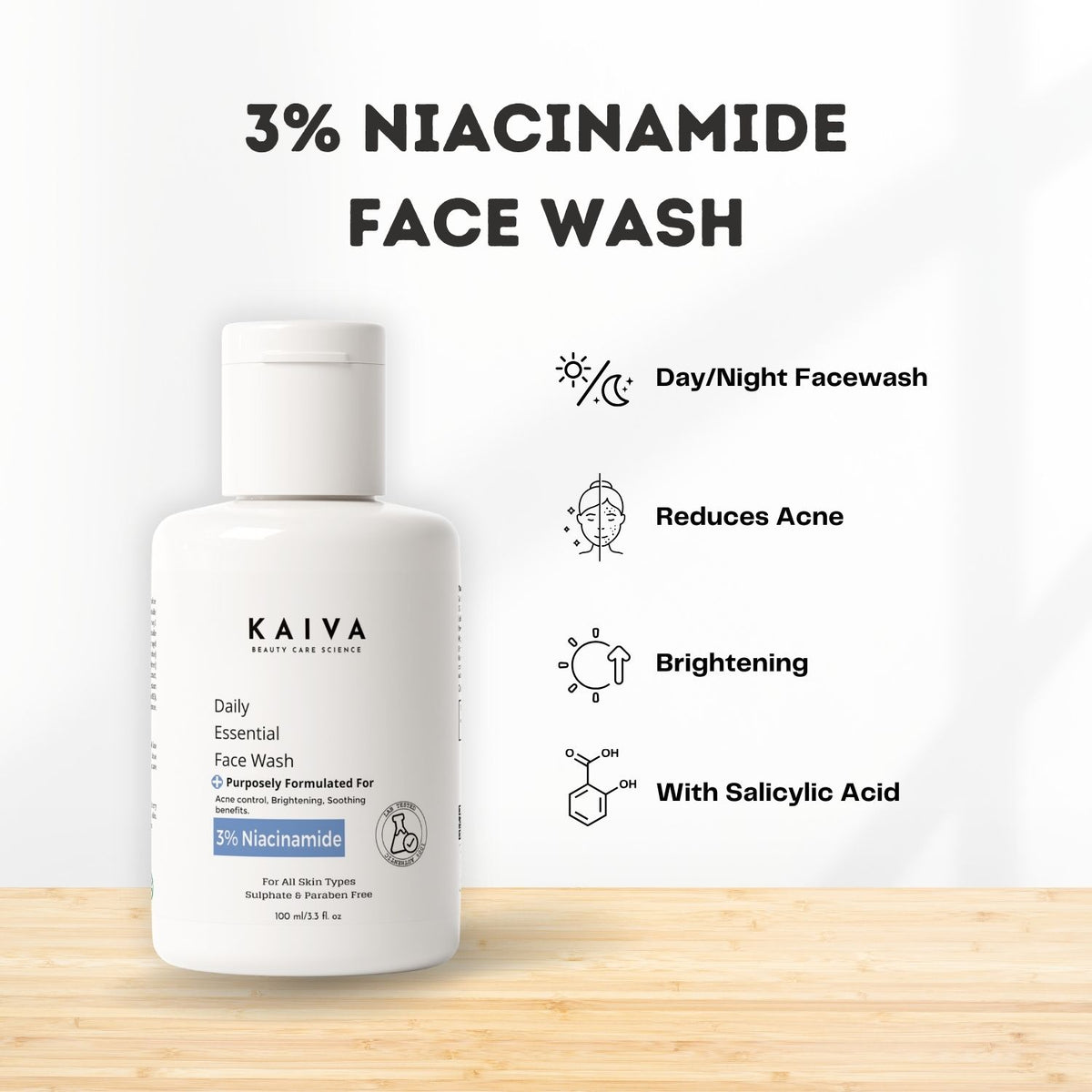 ClearSkin Booster – 3% Niacinamide Face Wash – For Women & Men | Sulphates & Paraben Free – 100 ml