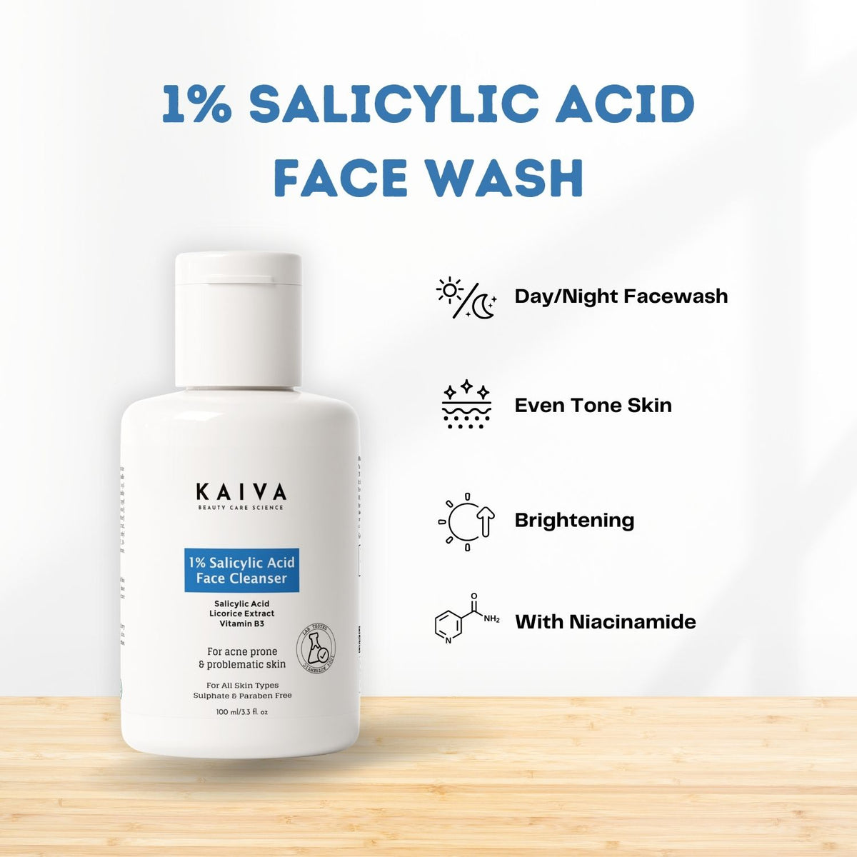 Salicylic Acid Face Wash with Glycolic Acid, Niacinamide - 100ml