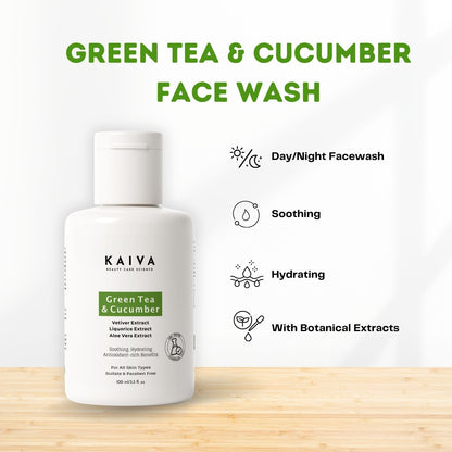 Green Tea & Cucumber Face Wash – For Women & Men | Sulfate & Paraben Free – 100 ml