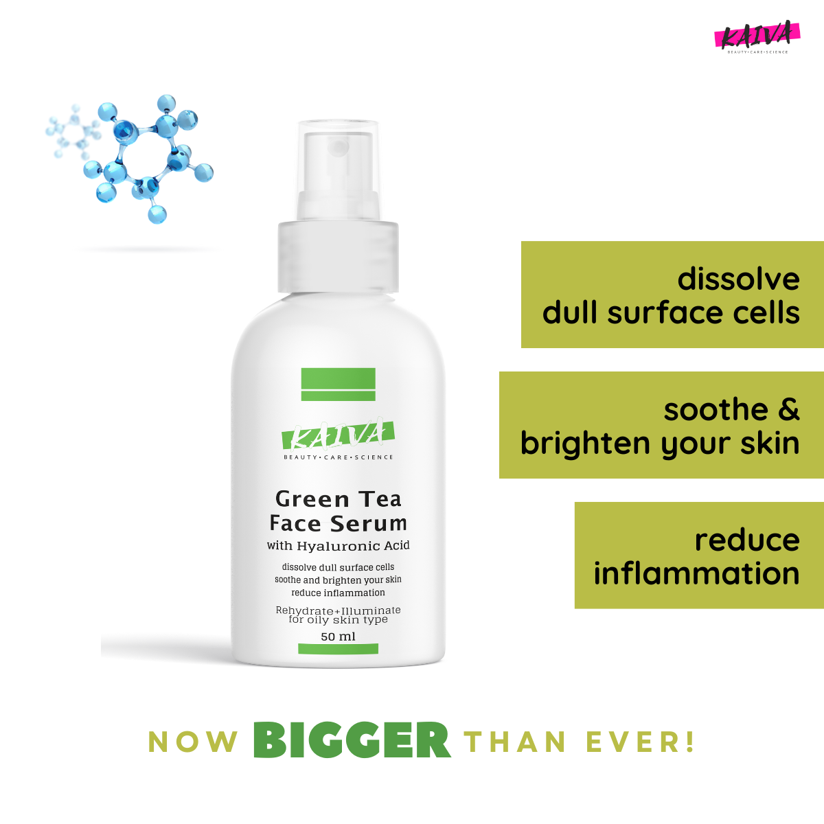 Green Tea Face Serum - Clears Pores, Acne, Reduces Pore Size - 50 ml