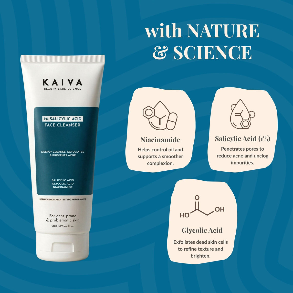 KAIVA 1% Salicylic Acid Face Cleanser & 2% Salicylic Acid Face Serum Combo
