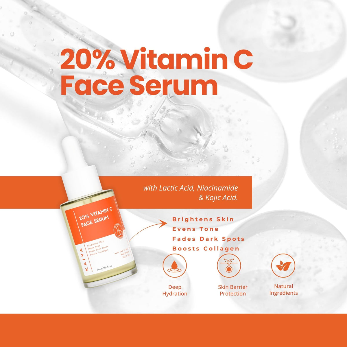 KAIVA 10% Vitamin C Face Wash & 20% Vitamin C Face Serum Combo
