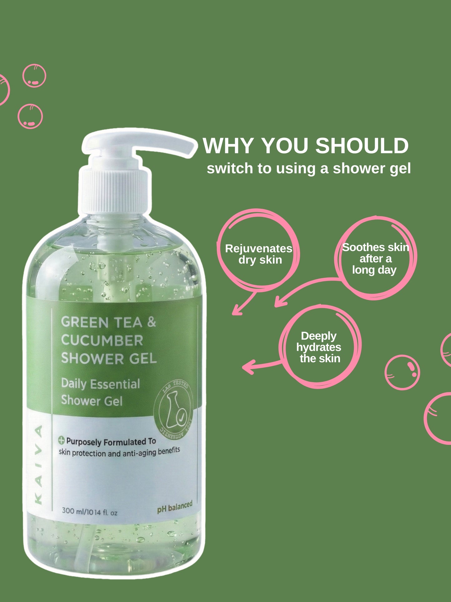 Green Tea & Cucumber Shower Gel | Sulfate & Paraben Free