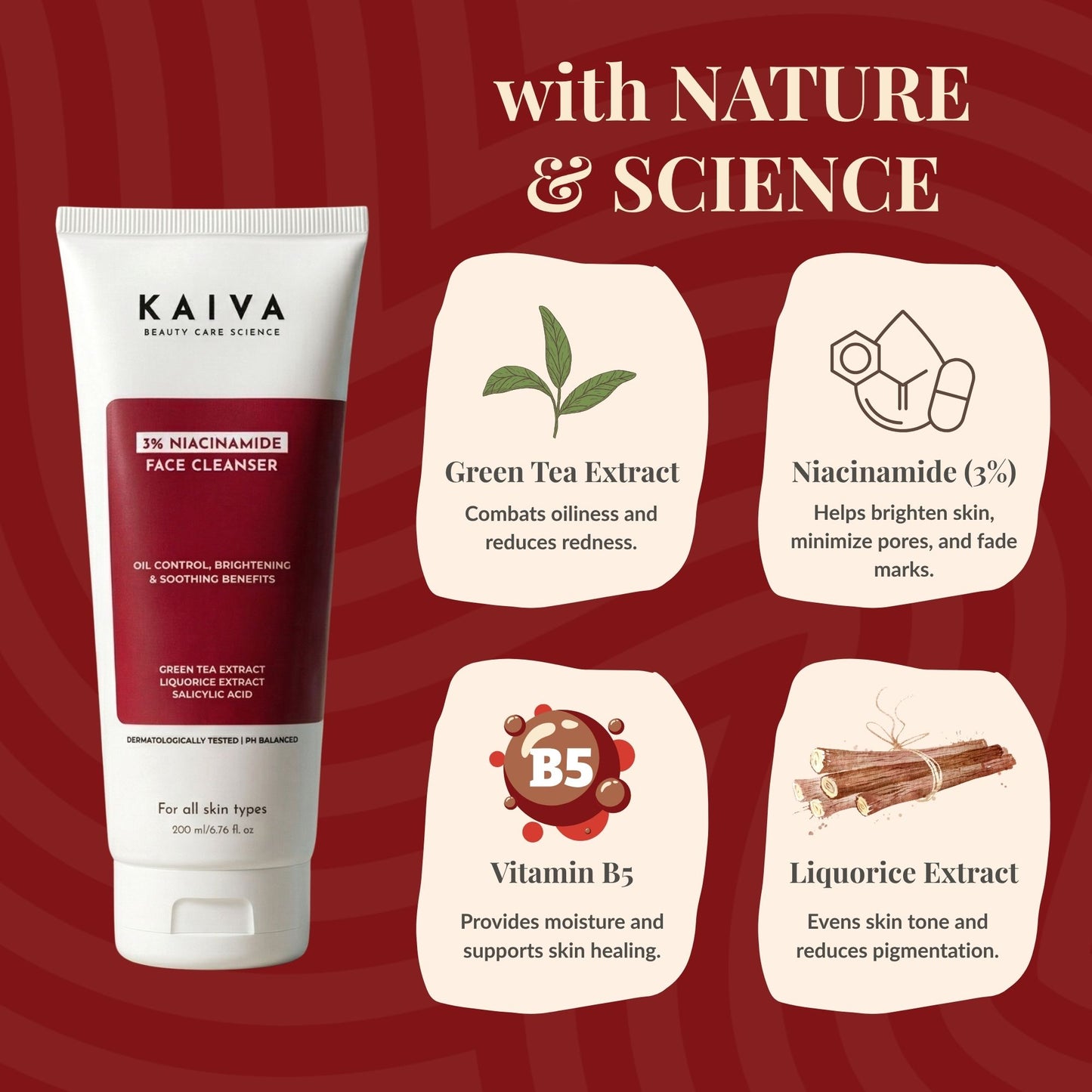 KAIVA 3% Niacinamide Face Cleanser & 10% Niacinamide Face Serum Combo