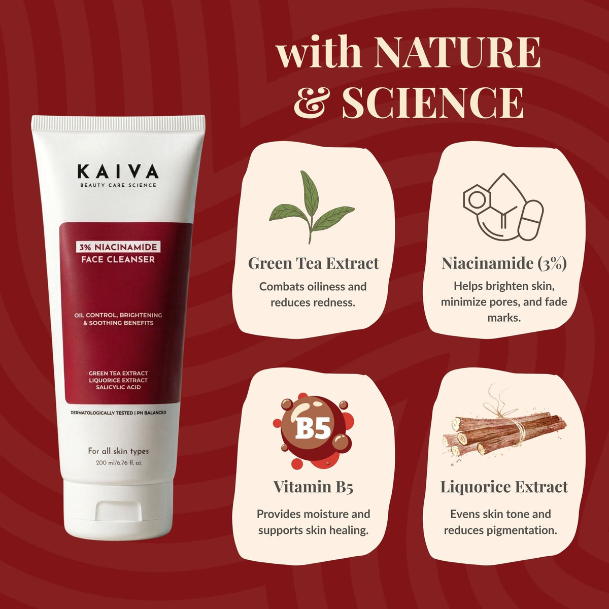 KAIVA 3% Niacinamide Face Cleanser & 10% Niacinamide Face Serum Combo
