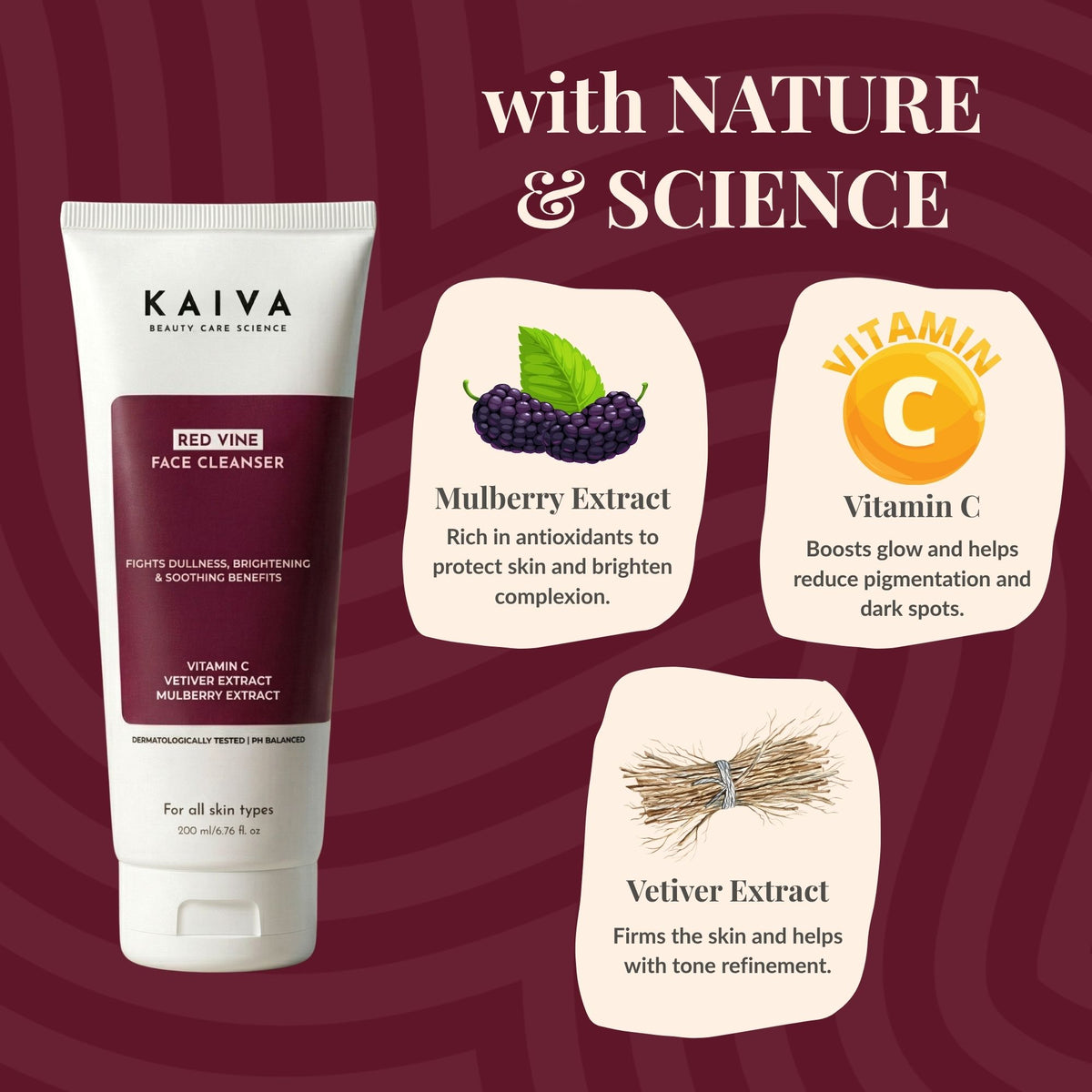 KAIVA Red Vine Face Cleanser & Red Vine Face Serum Combo