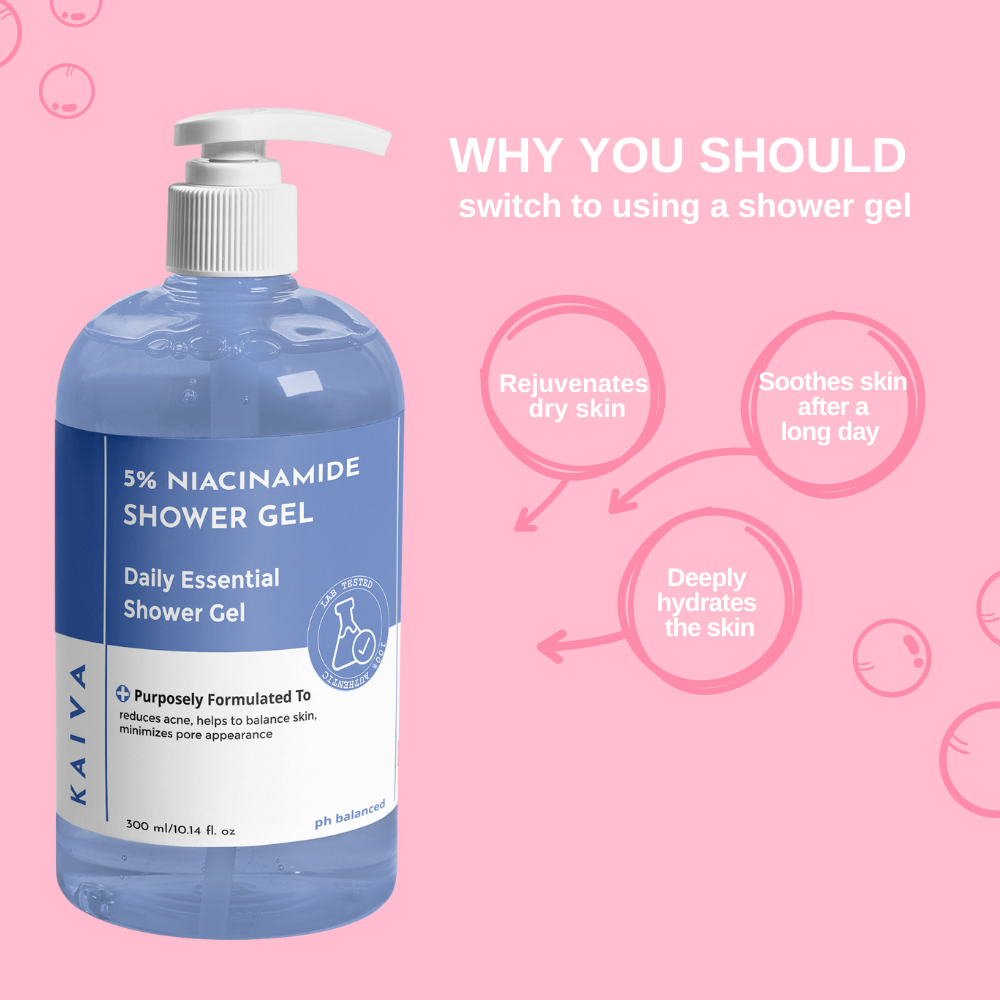 Niacinamide Shower Gel | Sulphate & Paraben Free | For Women & Men - 300 ml