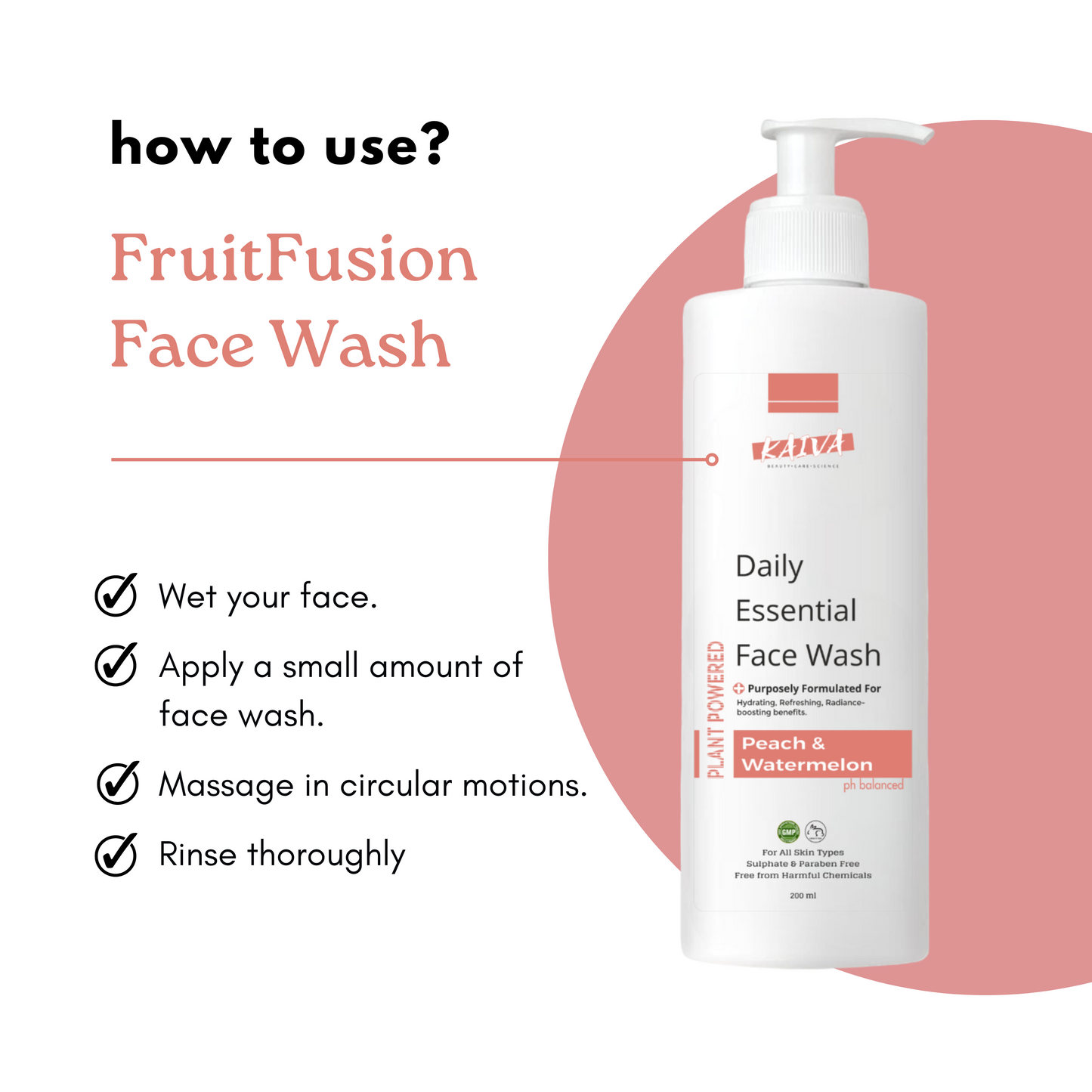FruitFusion Refresh – Peach & Watermelon Face Wash – For Women & Men | Sulphates & Paraben Free – 200 ml