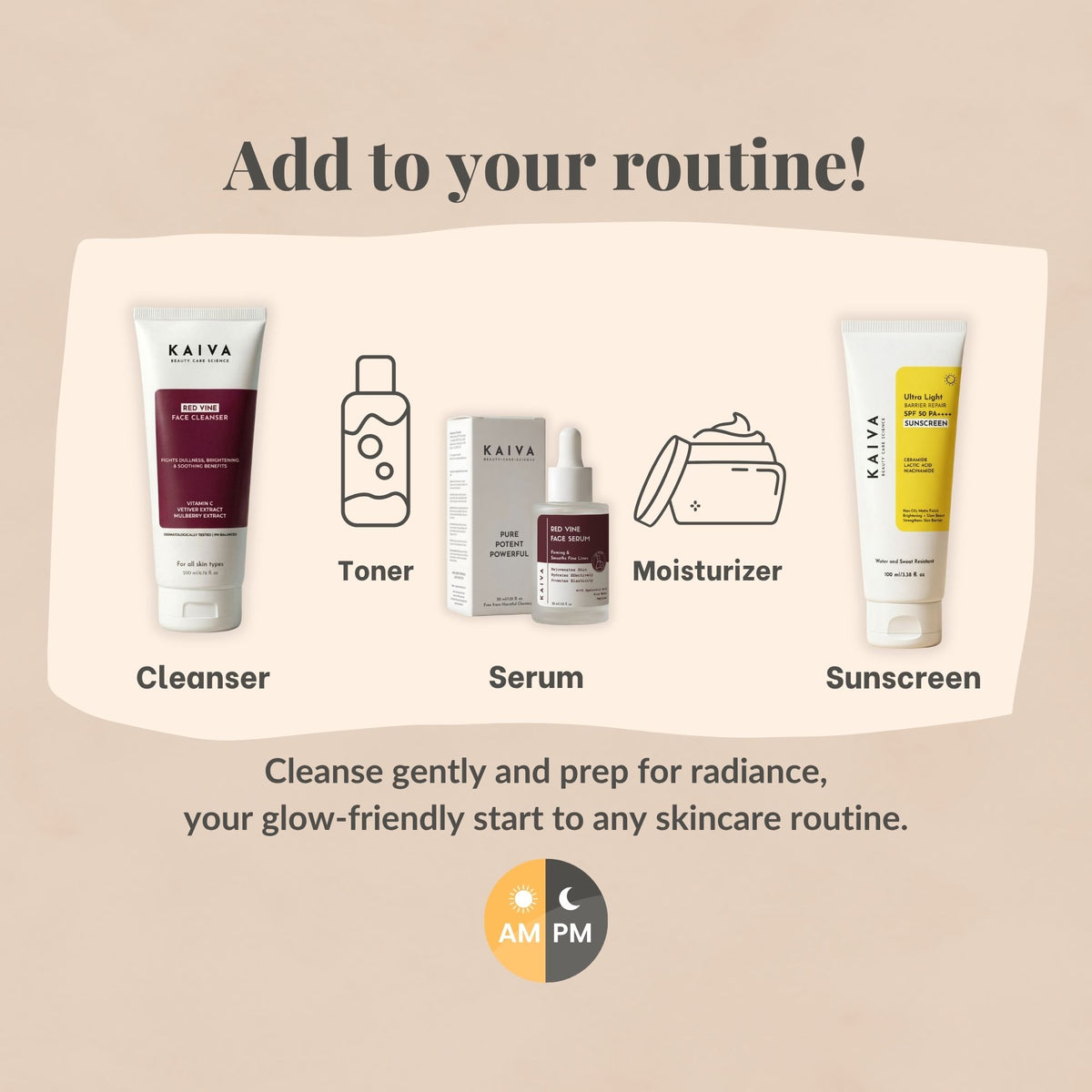 KAIVA Red Vine Face Cleanser & Red Vine Face Serum Combo