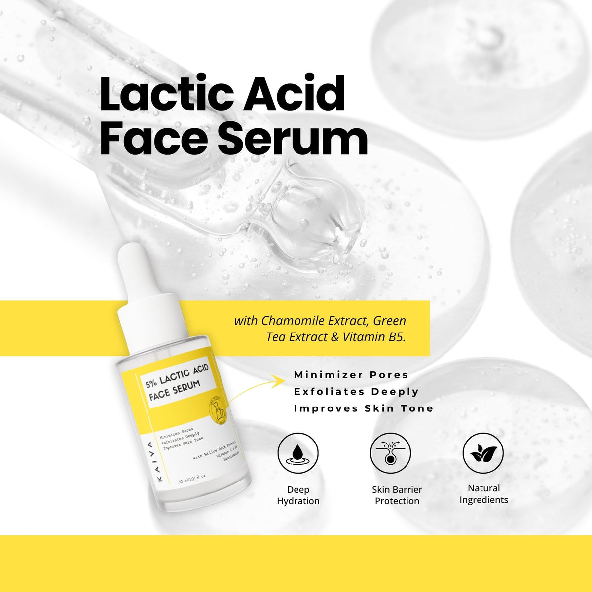 KAIVA 5% Lactic Acid Face Cleanser & 5% Lactic Acid Face Serum Combo