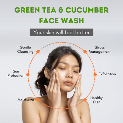 Green Tea & Cucumber Face Wash – For Women & Men | Sulfate & Paraben Free – 100 ml