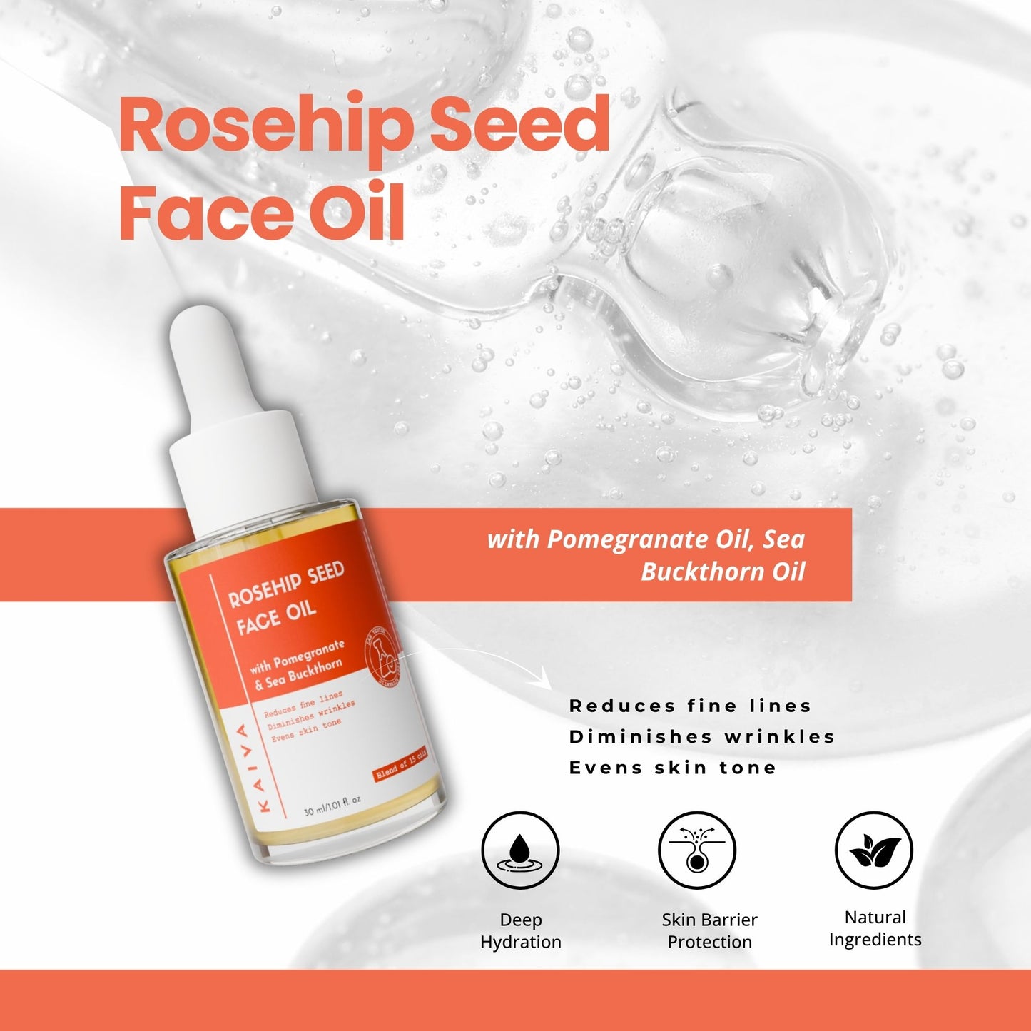 Rosehip Seed Face Oil for All Skin Types | Blend of 15 Oils | 30 ml