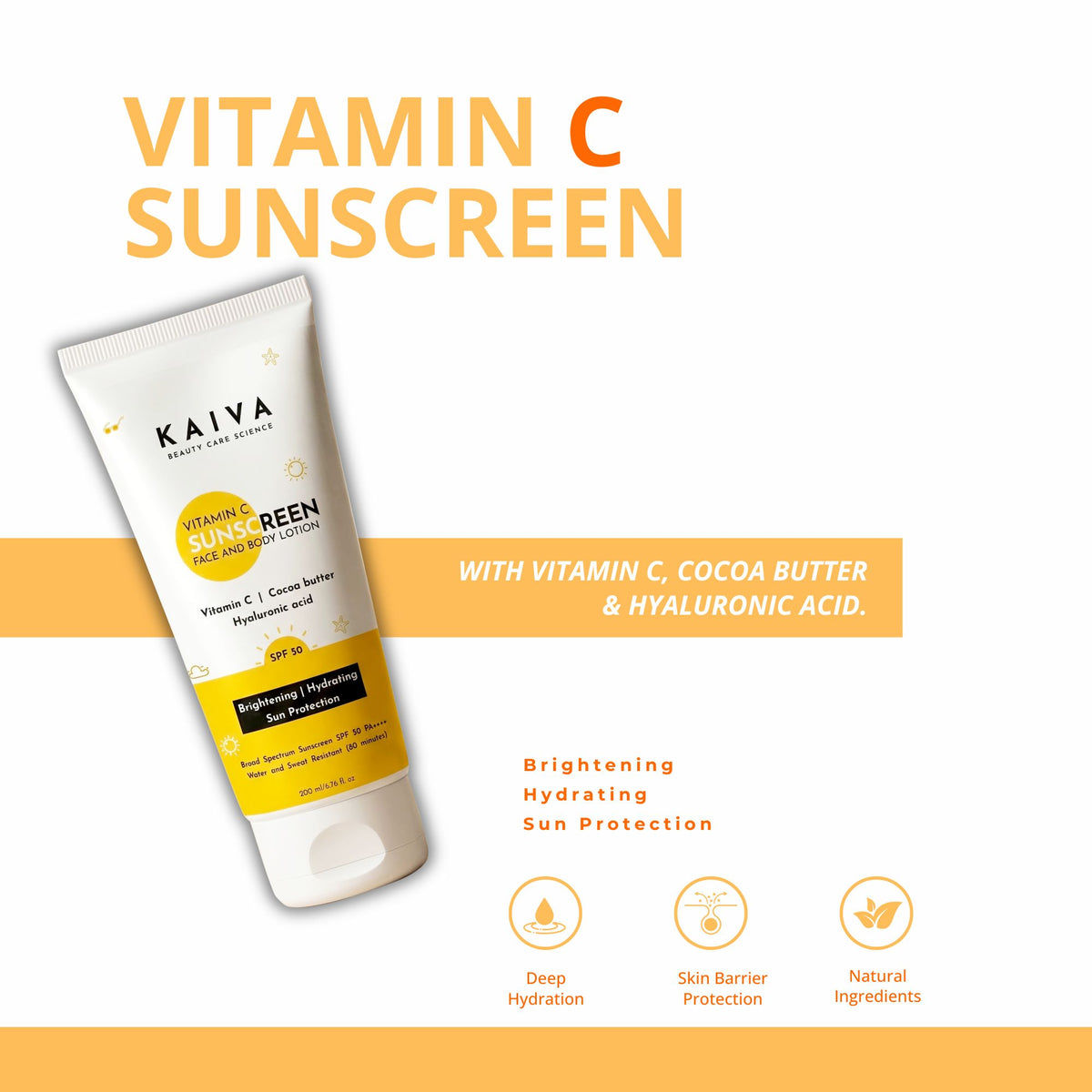 KAIVA Sunscreen SPF 50 PA++++ Ultra-Light sunscreen SPF50 | 200 ml