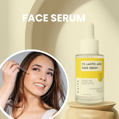 5% Lactic Acid Face Serum | AHA Exfoliant with Hyaluronic Acid | 30 ml