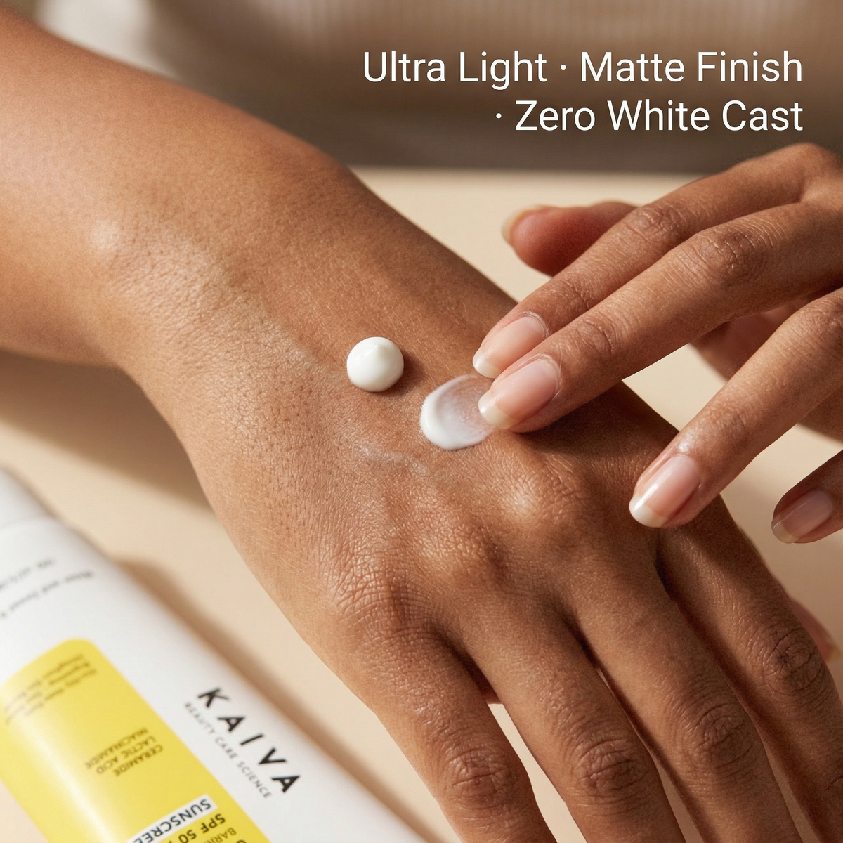 KAIVA KAIVA SPF50 PA++++ Ultra Light Sunscreen for Face | With Ceramide, Niacinamide, Lactic Acid