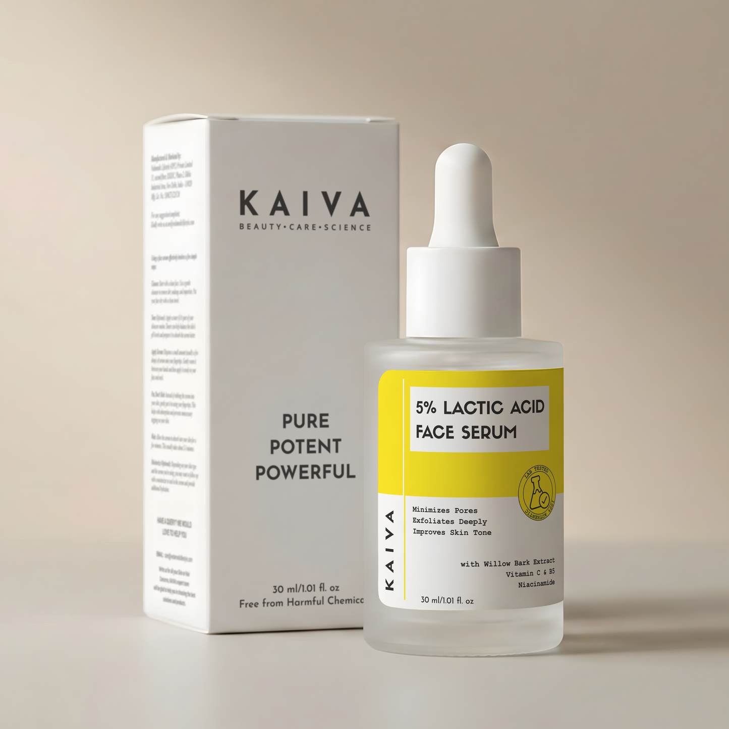 5% Lactic Acid Face Serum | AHA Exfoliant with Hyaluronic Acid | 30 ml