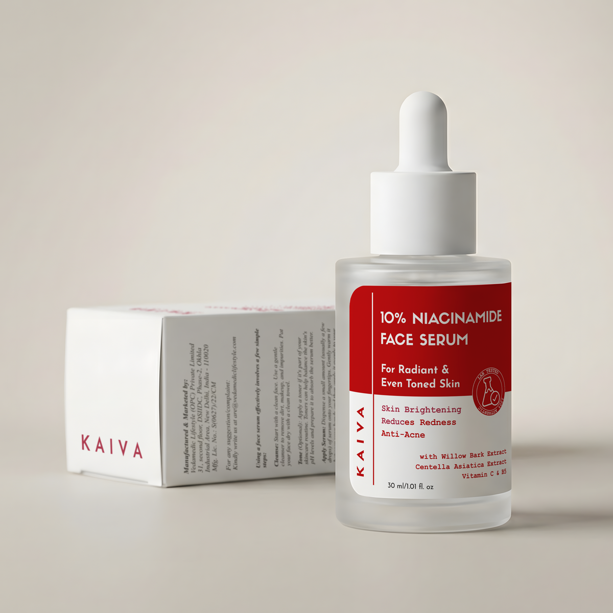 10% Niacinamide Face Serum with Vitamin C and Centella Asiatica (cica) | 30 ml