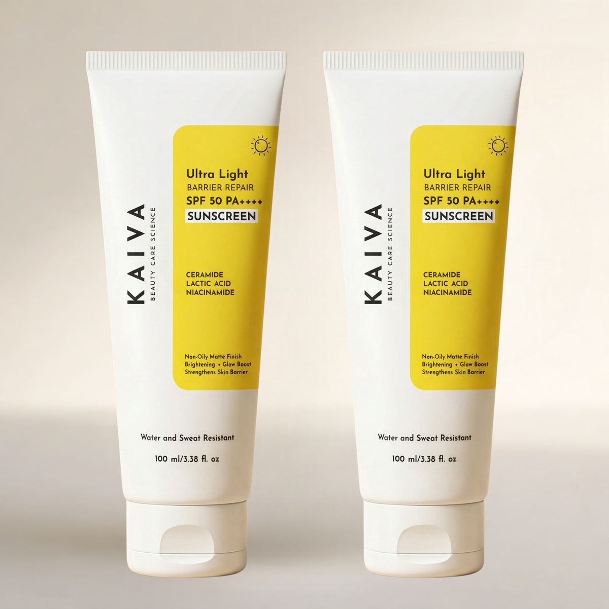 KAIVA KAIVA SPF50 PA++++ Ultra Light Sunscreen for Face | With Ceramide, Niacinamide, Lactic Acid