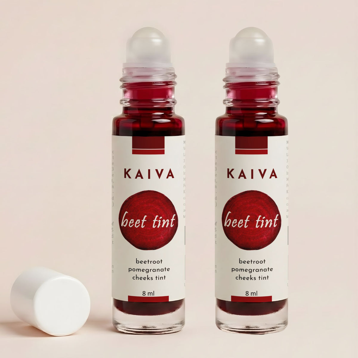 KAIVA Beetroot Roll-on Tint, Water Based Cheeks Tint, Natural and Organic - 8 ml (Pack of 2)
